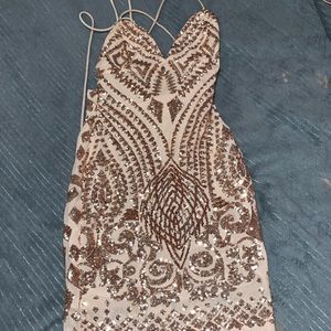 Rose gold sequin detail dress